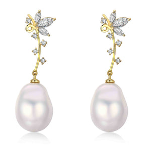 Golden Flower Edison Pearl Earrings