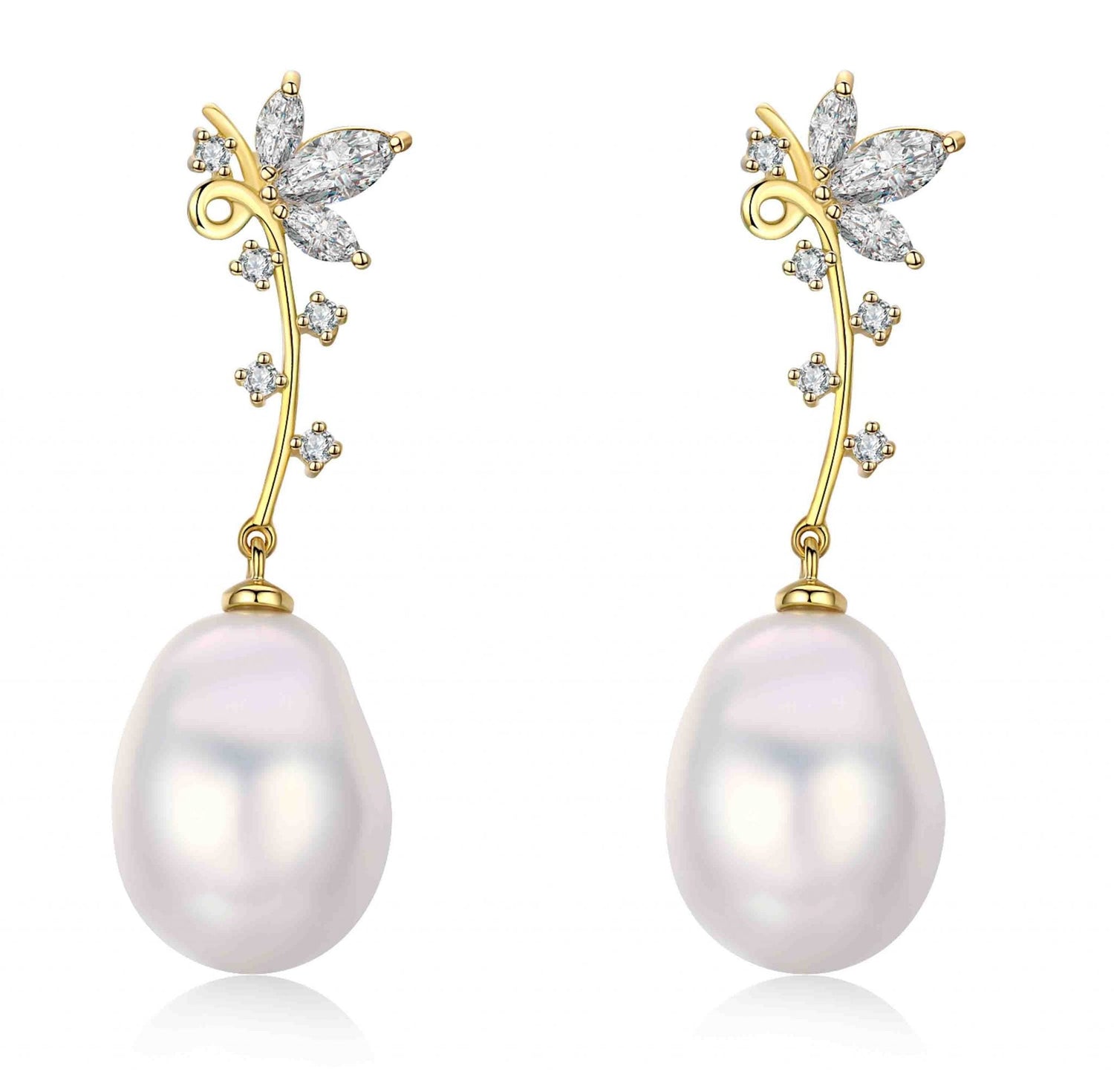 Golden Flower Edison Pearl Earrings - Timeless Pearl