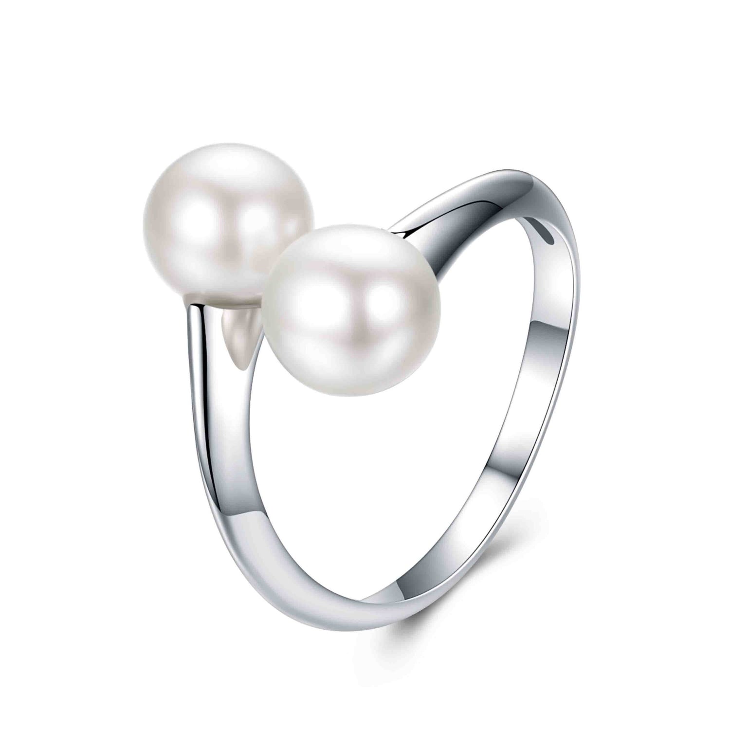 SILVER CIRCLE DOUBLE PEARLS RING - Timeless Pearl