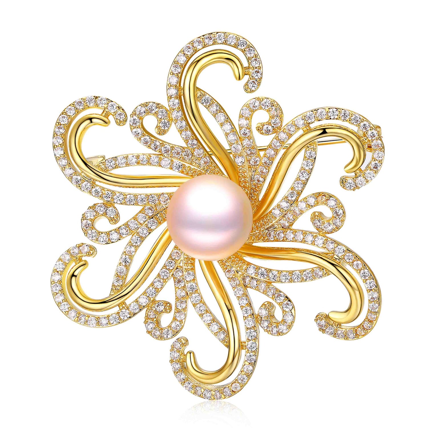 BURNING FLAMES EDISON PEARL BROOCH - Timeless Pearl
