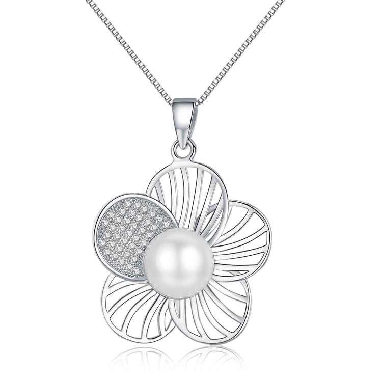 Glitter Flower Pearl Necklace - Timeless Pearl