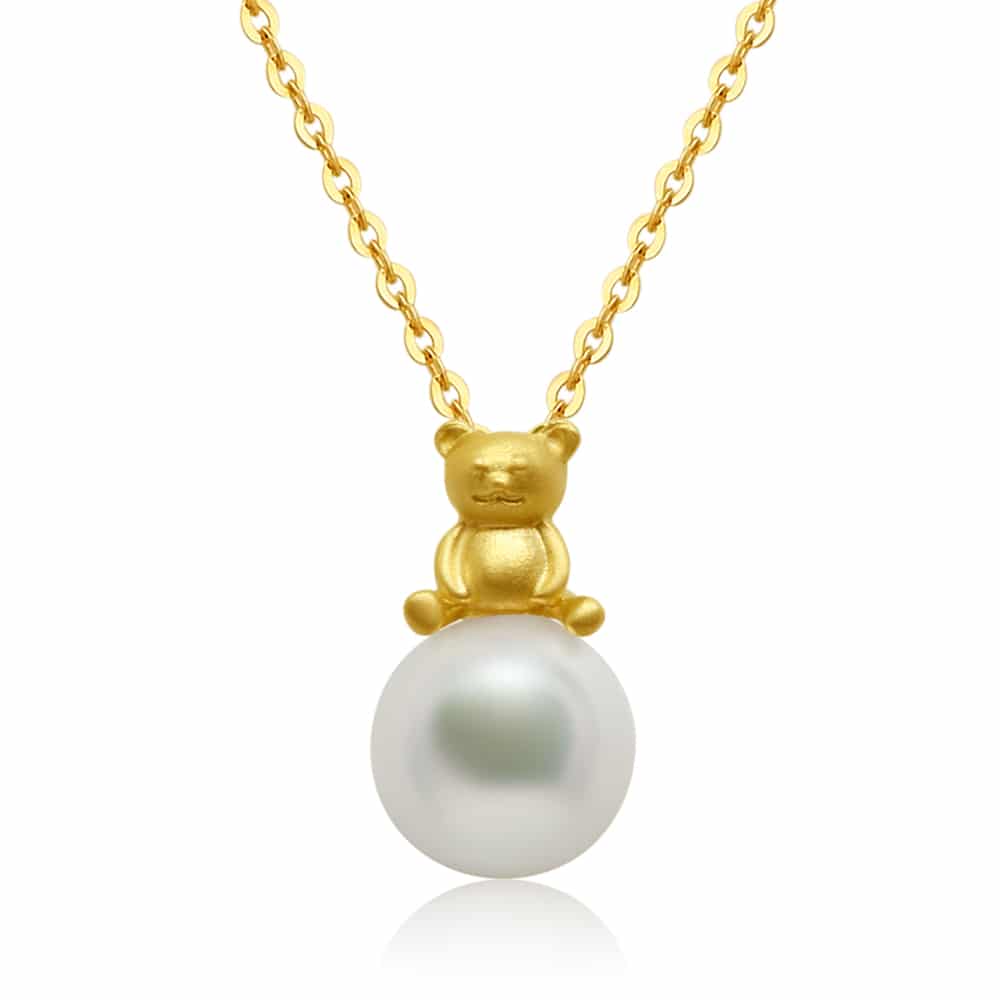 G18k Golden Bear Akoya Pearl Necklace - Timeless Pearl