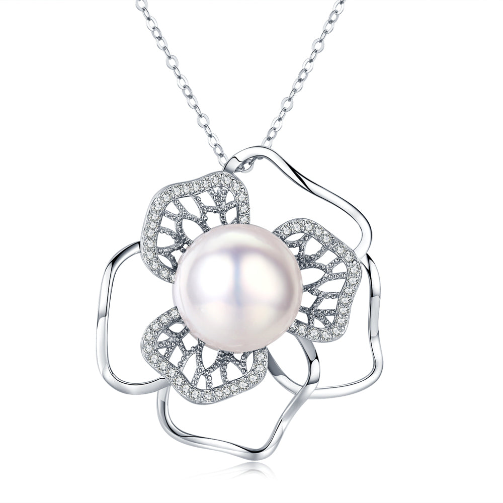 Floral Fantasy White Pearl Necklace - Timeless Pearl