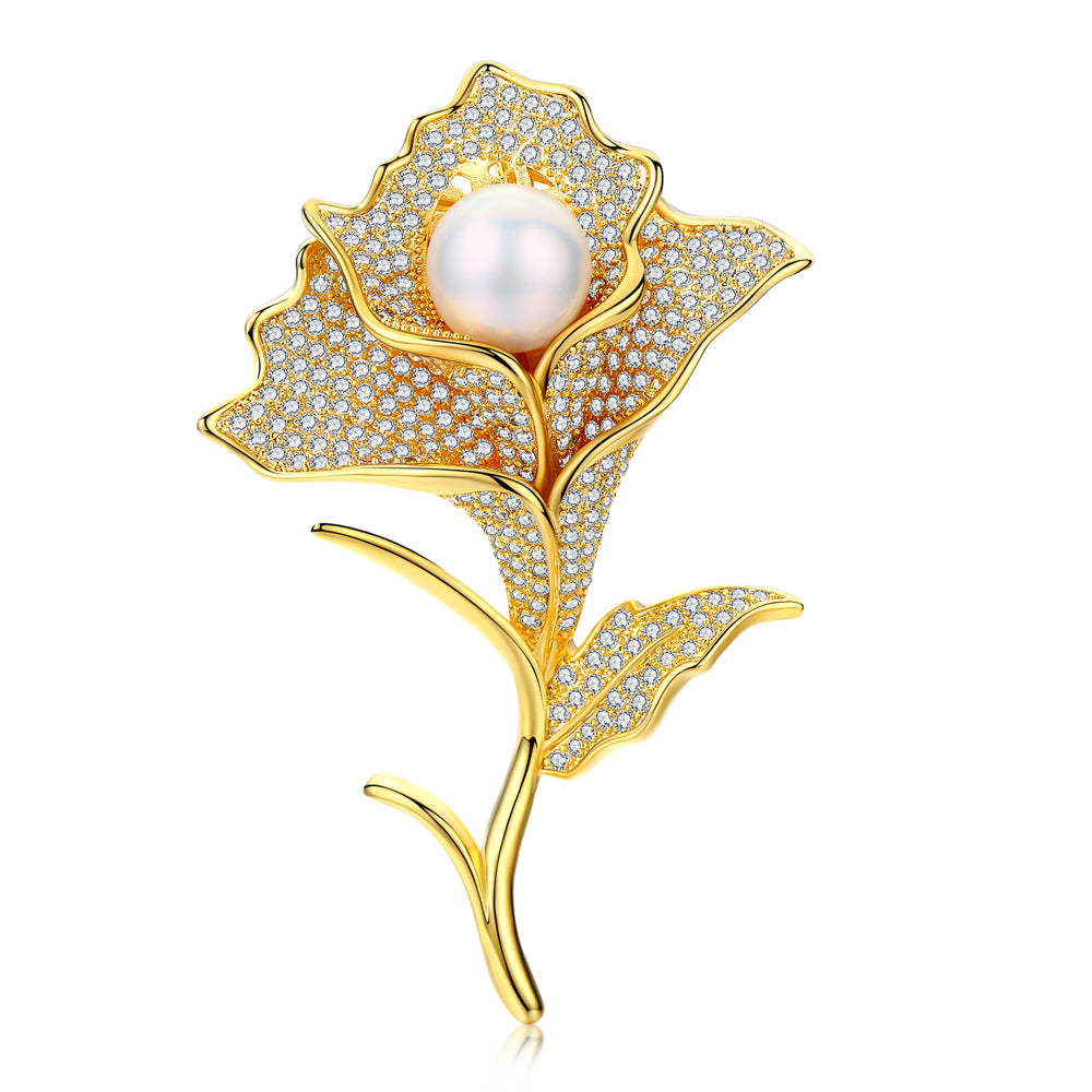 Majestic Lily Pearl Brooch - Timeless Pearl