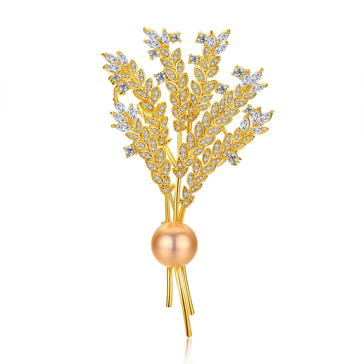 Golden Lavender Pearl Brooch - Timeless Pearl