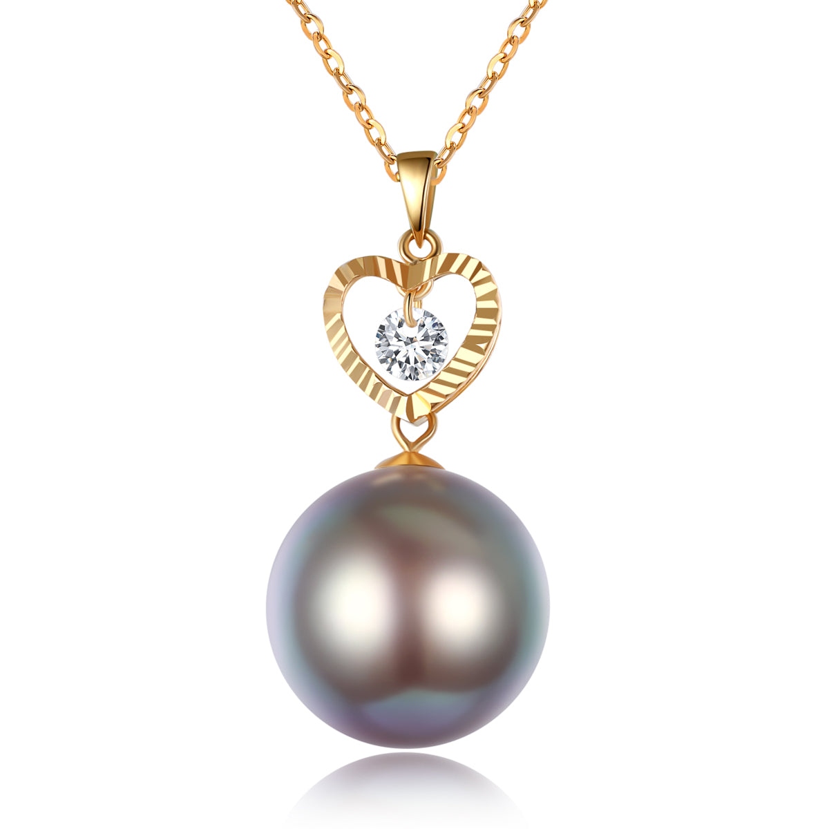 G18k Diamond Heart Edison Pearl Necklace - Timeless Pearl