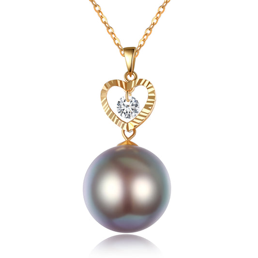 G18k Diamond Heart Edison Pearl Necklace - Timeless Pearl