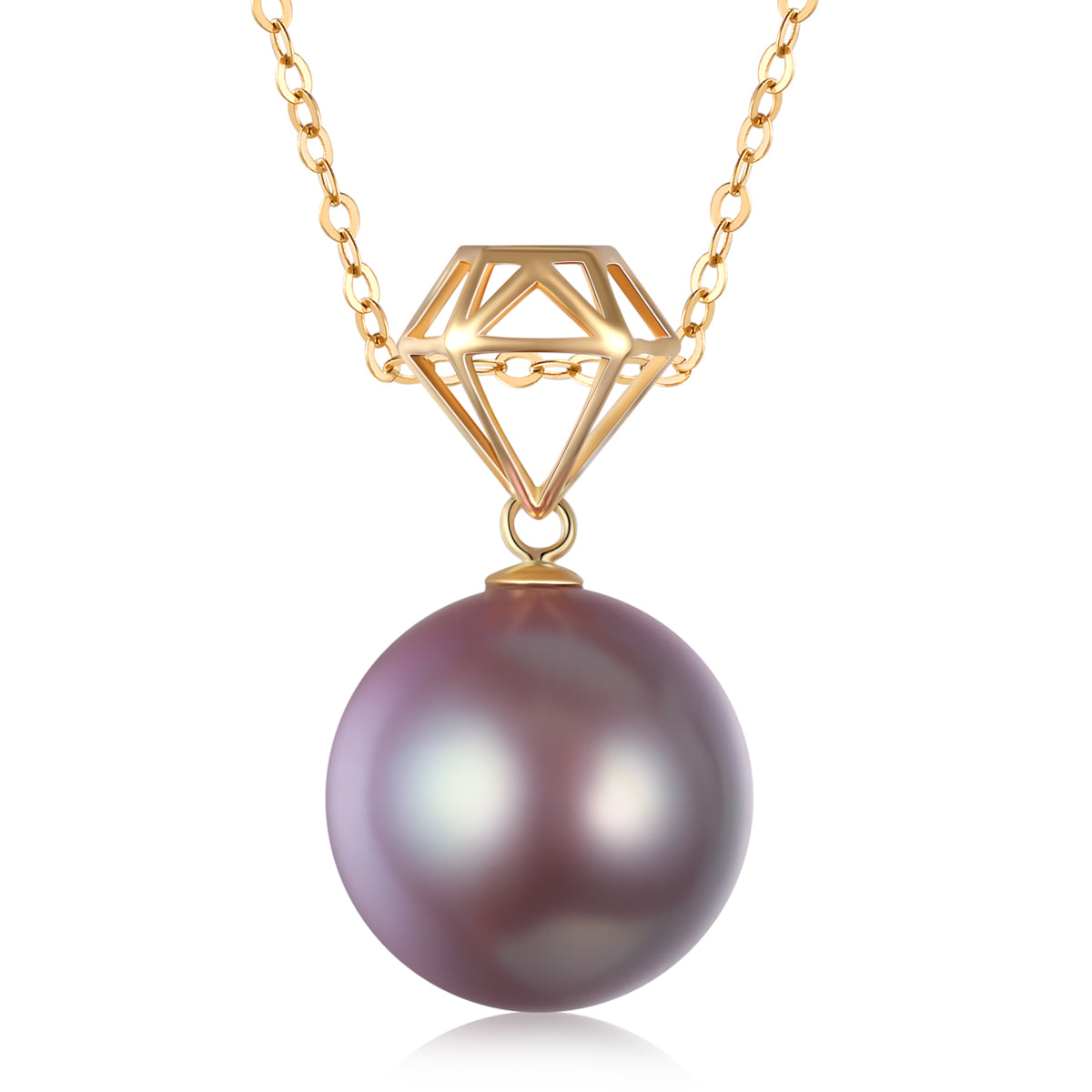 G18k Diamond Fantasy Plum Pearl Necklace - Timeless Pearl
