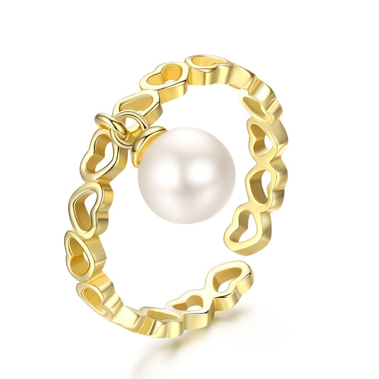 PEARL HEARTS GOLDEN RING - Timeless Pearl