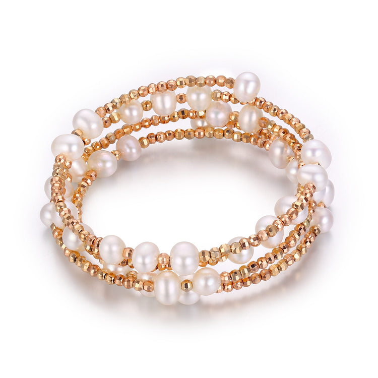 GOLDEN CIRCLES PEARL BRACELET - Timeless Pearl