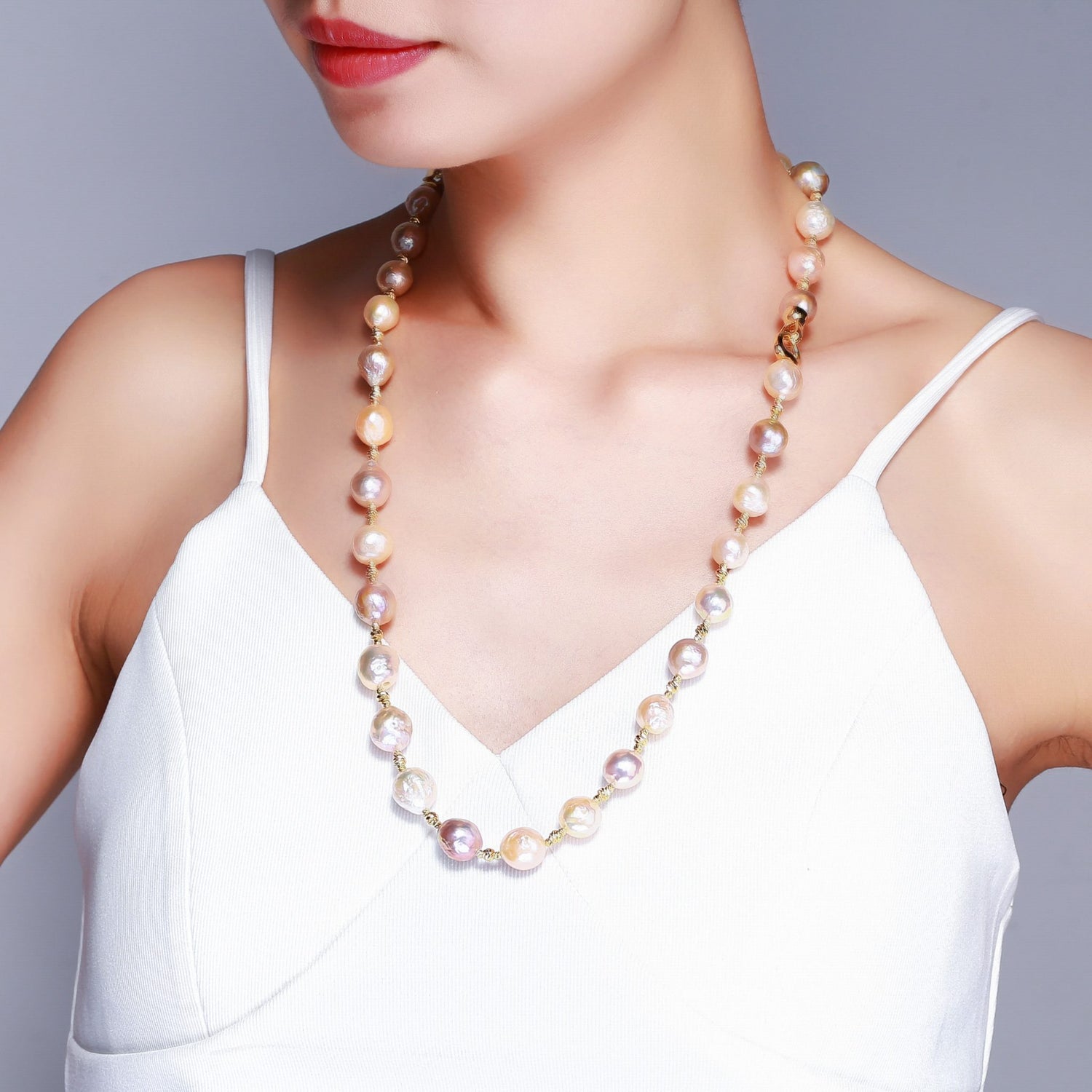 Golden Baroque Edison Pearl Necklace & Bracelet Set - Timeless Pearl
