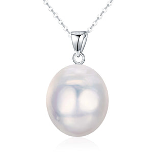SILVER GIANT WHITE BAROQUE PEARL NECKLACE