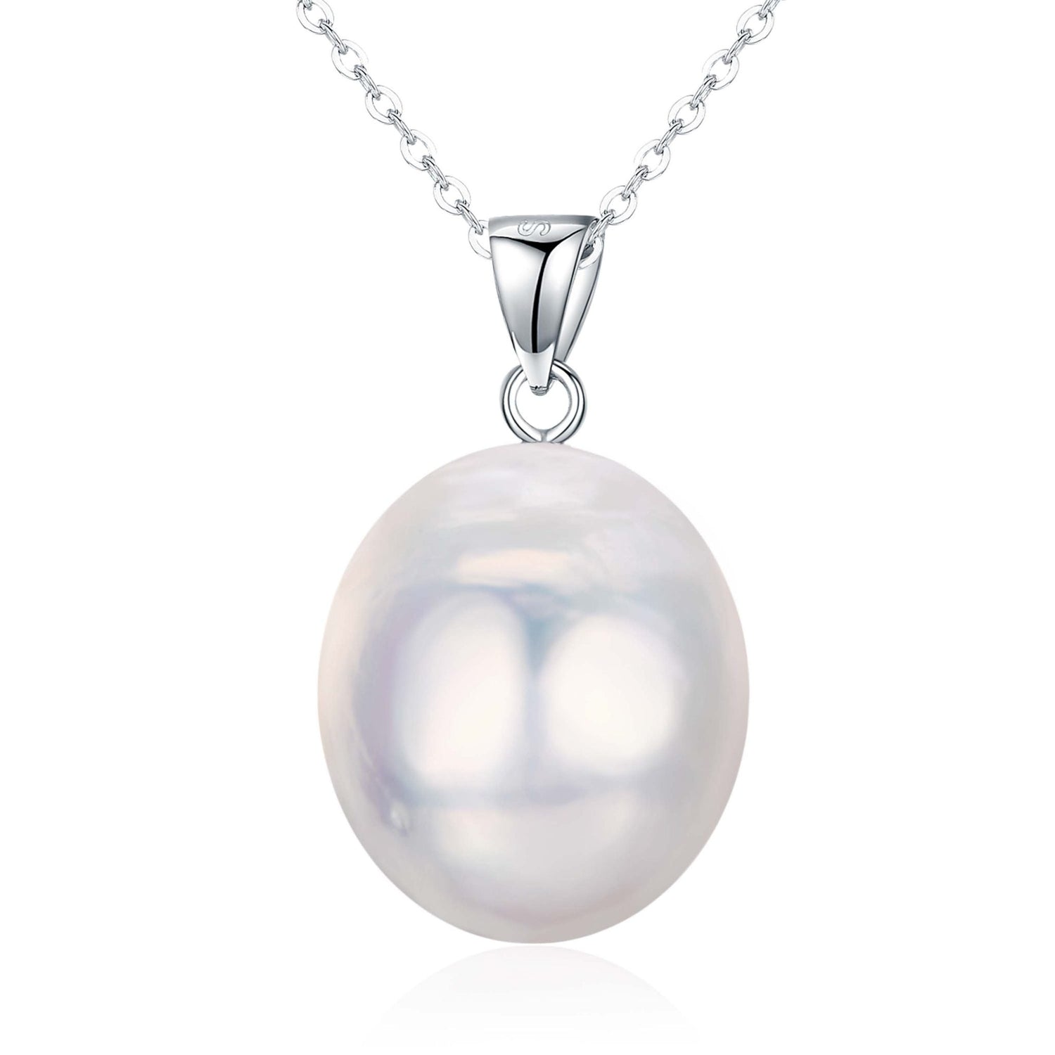 SILVER GIANT WHITE BAROQUE PEARL NECKLACE - Timeless Pearl