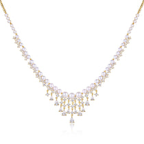 Frozen Queen Pearl Earrings Necklace Set elegant pearl bridal jewelry set for strapless wedding gown