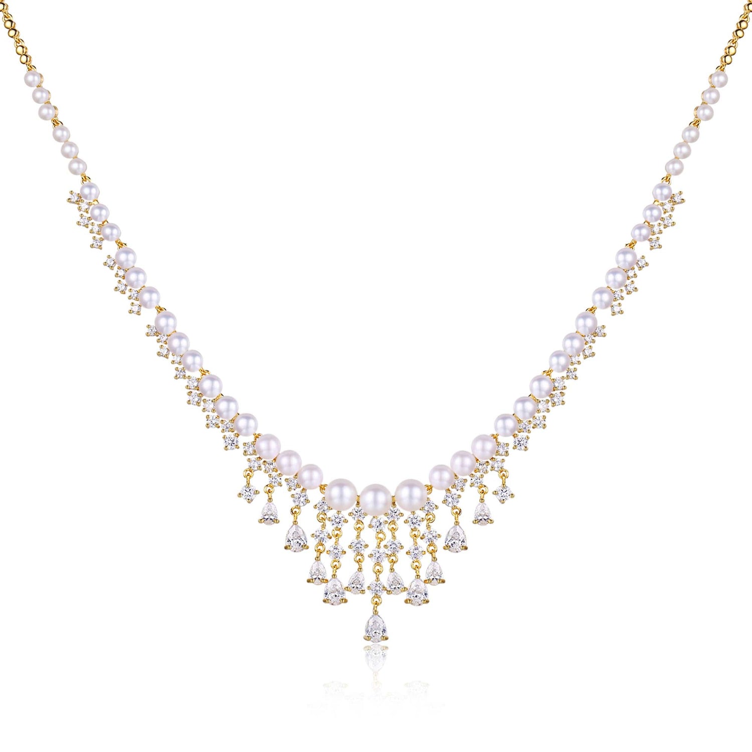 Frozen Queen Pearl Earrings Necklace Set - Timeless Pearl