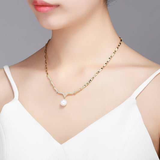 Gull Wing Pearl Necklace - Timeless Pearl