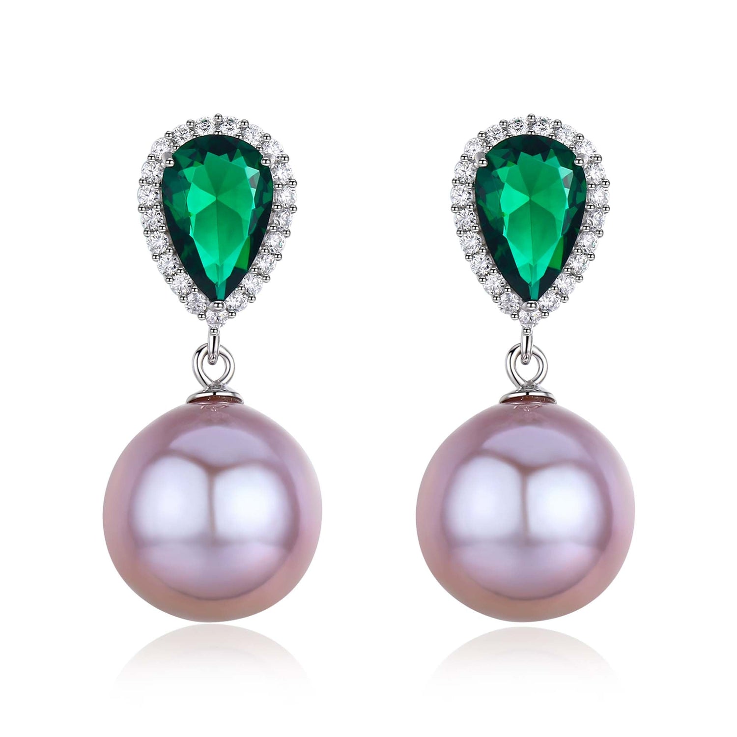Green Crystal Elegant Pink Purple Edison Pearl Earrings - Timeless Pearl