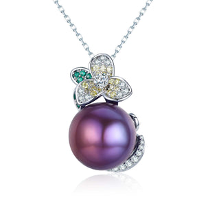 Mysterious Flower Purple Edison Pearl Necklace