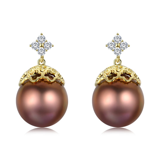 Golden Clover Bronze Edison Pearl Earrings - Timeless Pearl