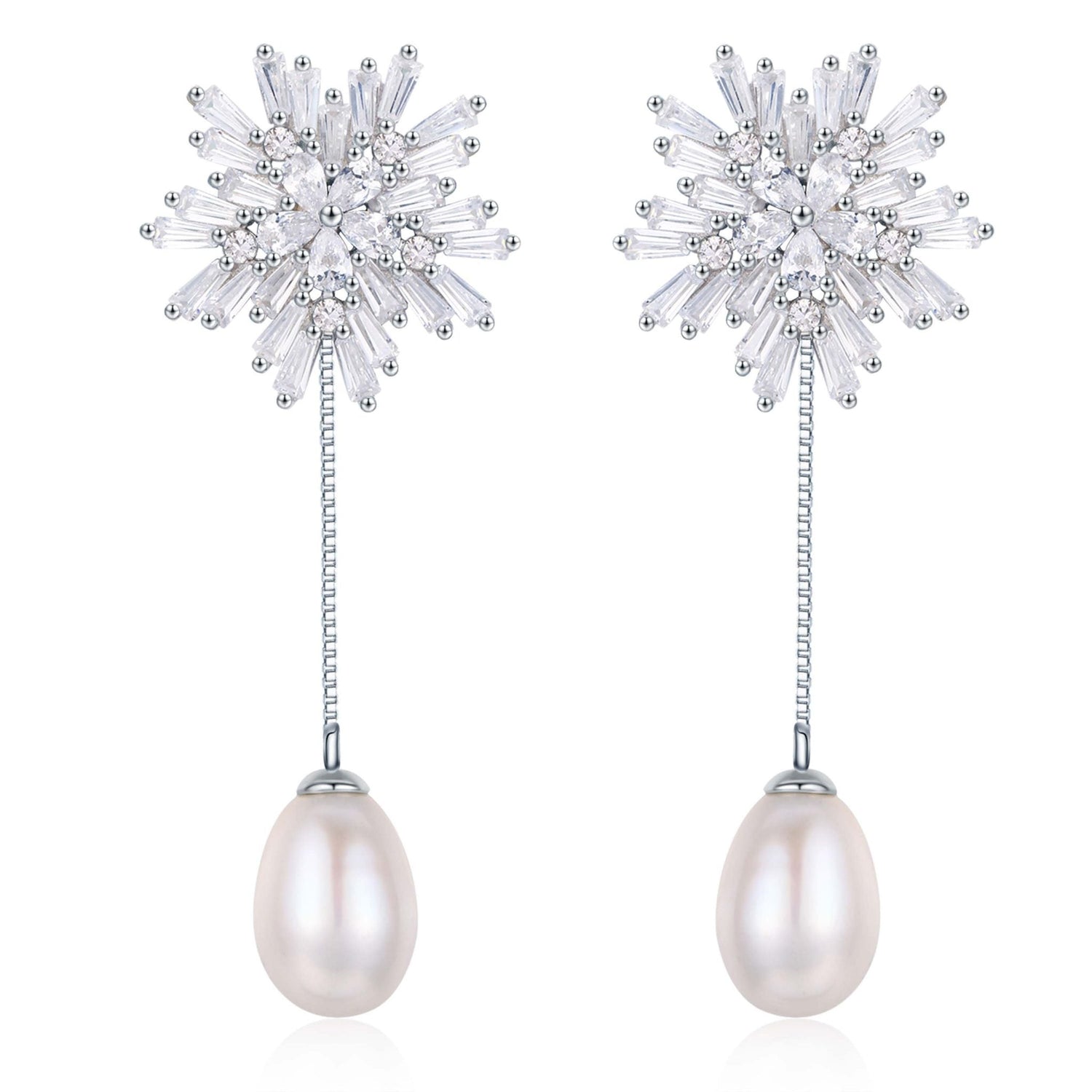 Frozen Queen Snowflake Pearl Earrings - Timeless Pearl