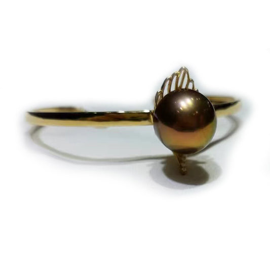 Golden Leaf Bronze Edison Pearl Bracelet - Timeless Pearl