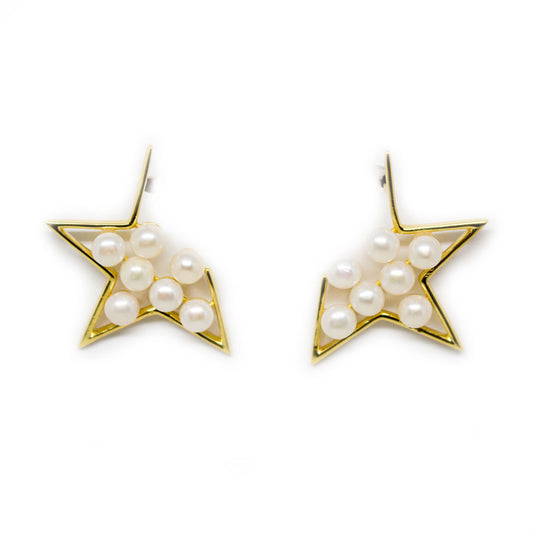 Golden Star Pearl Earrings - Timeless Pearl