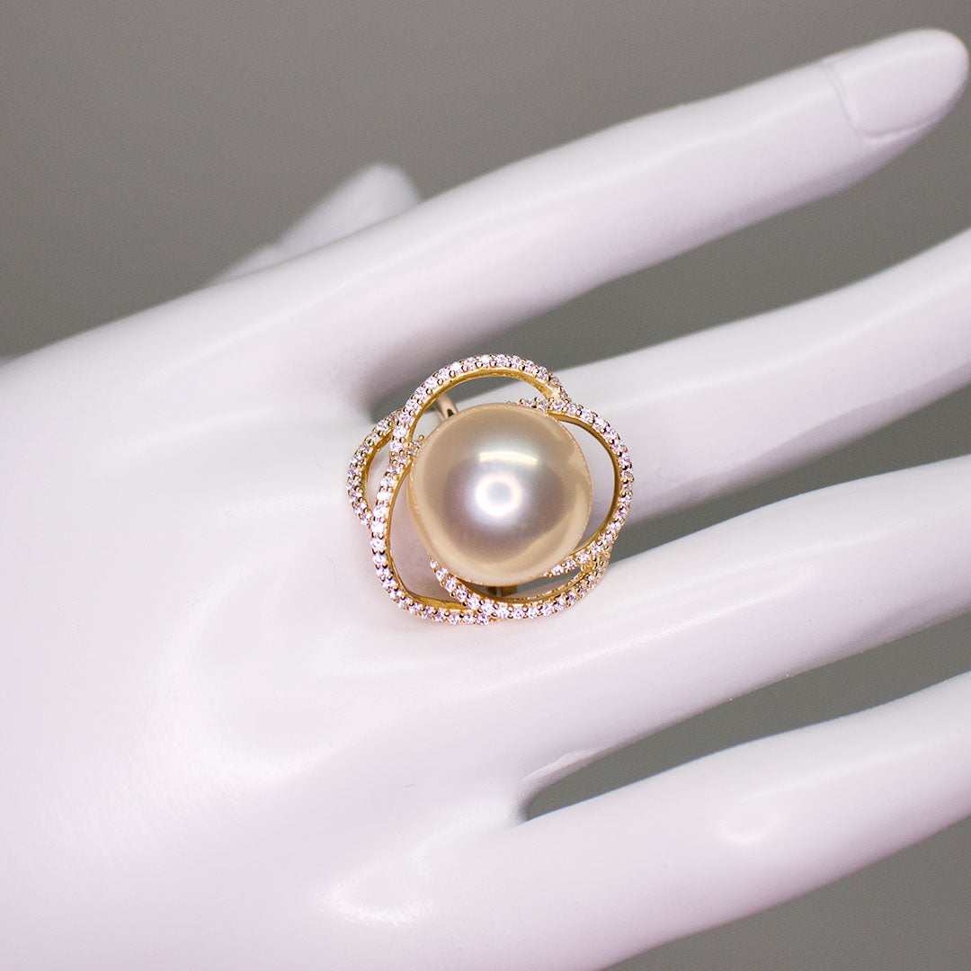 Champagne Flower Edison Pearl Ring - Timeless Pearl