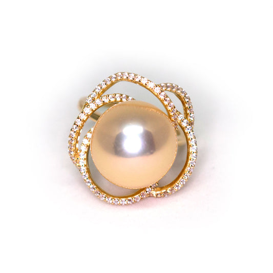 Champagne Flower Edison Pearl Ring - Timeless Pearl