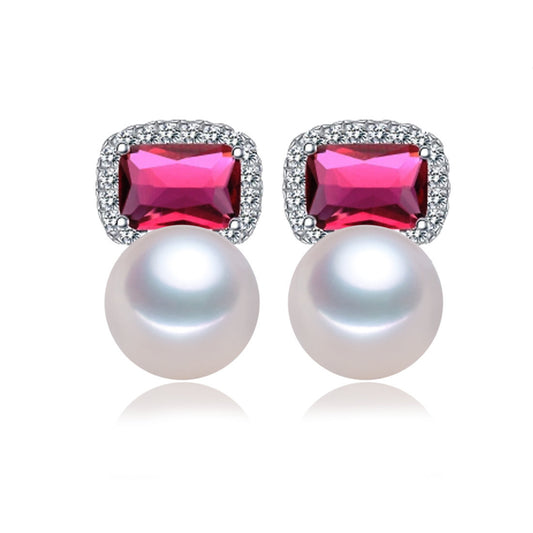 Pink Blue Lady Pearl Earrings - Timeless Pearl