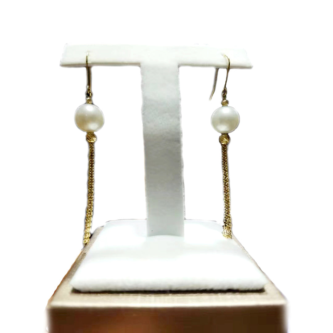 Golden Tassel Pearl Earrings - Timeless Pearl