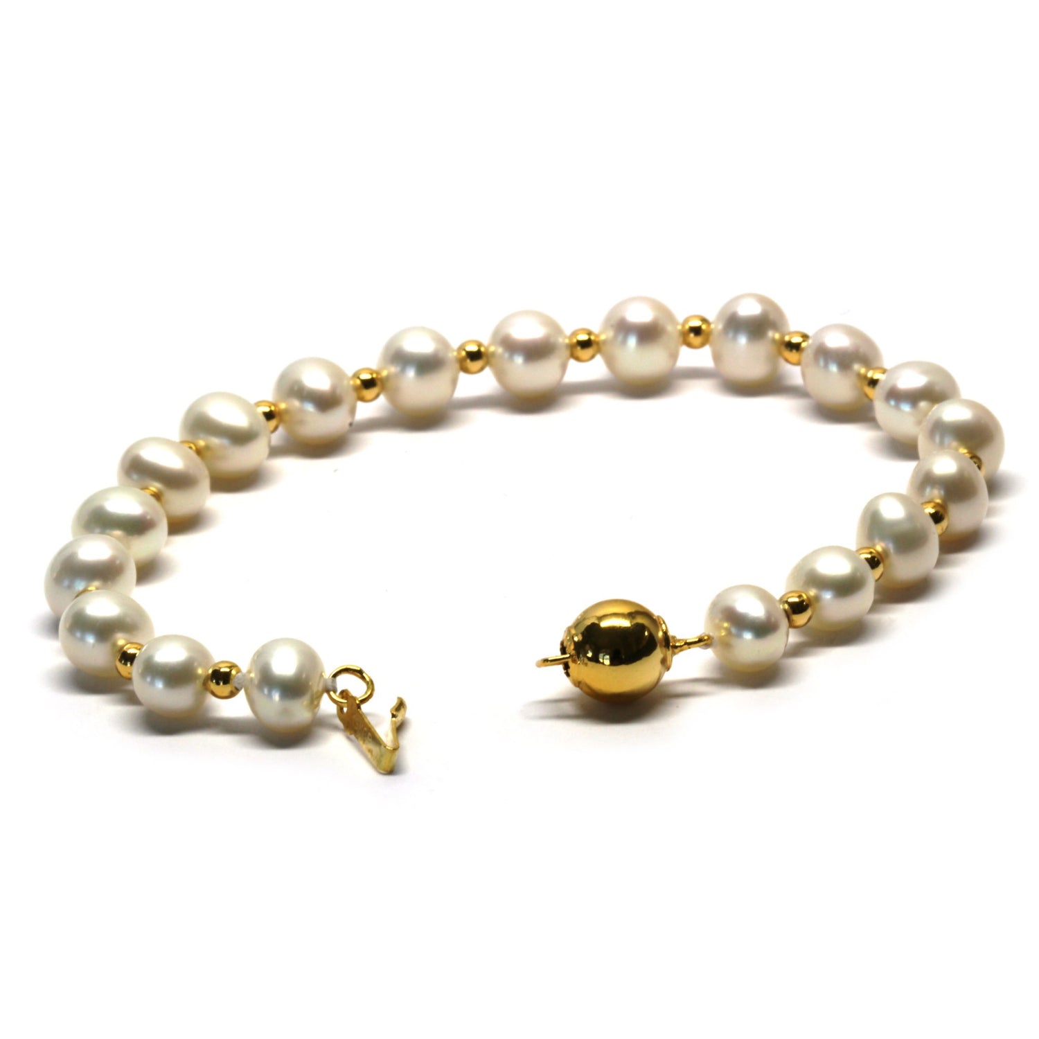 Elegant Golden Ball Pearl Bracelet - Timeless Pearl