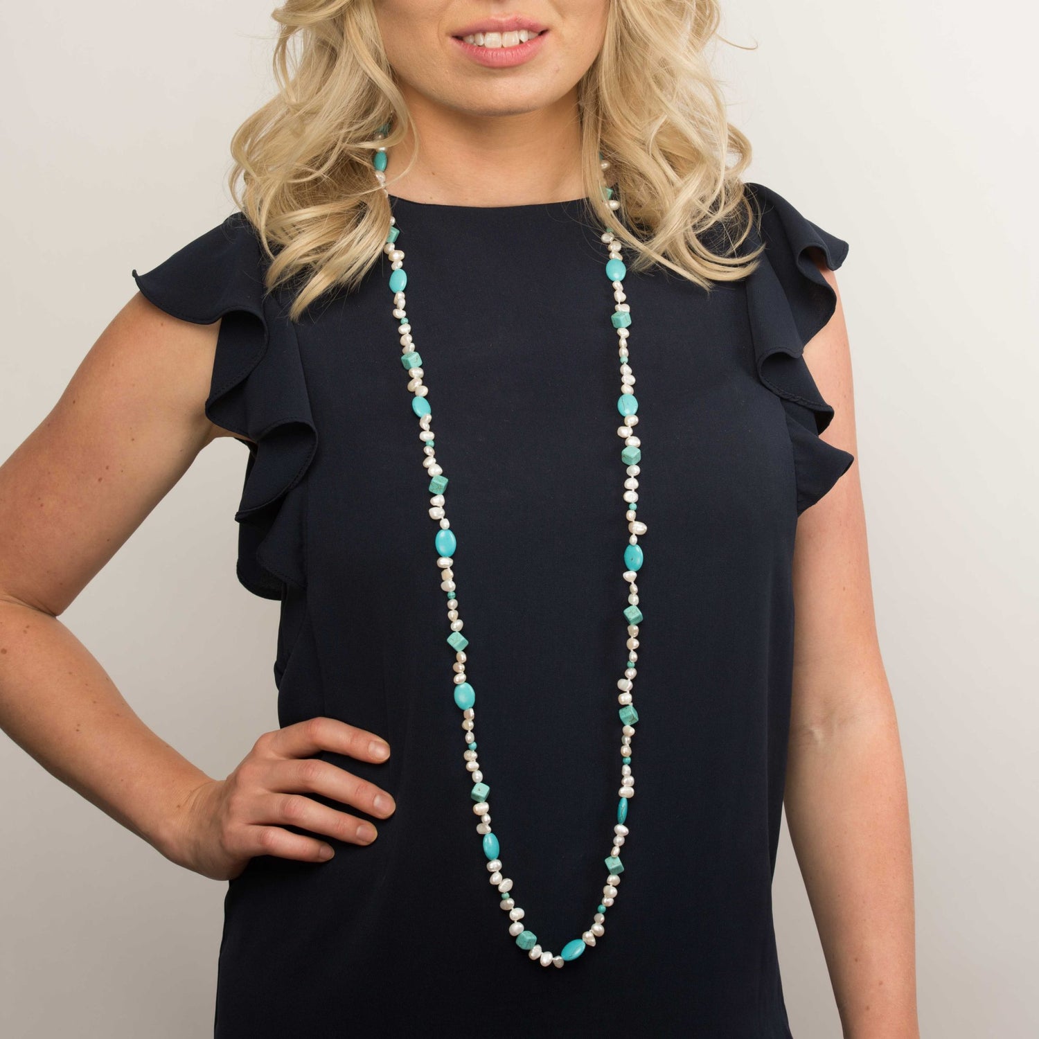 Turquoise & Pearl Necklace - Timeless Pearl