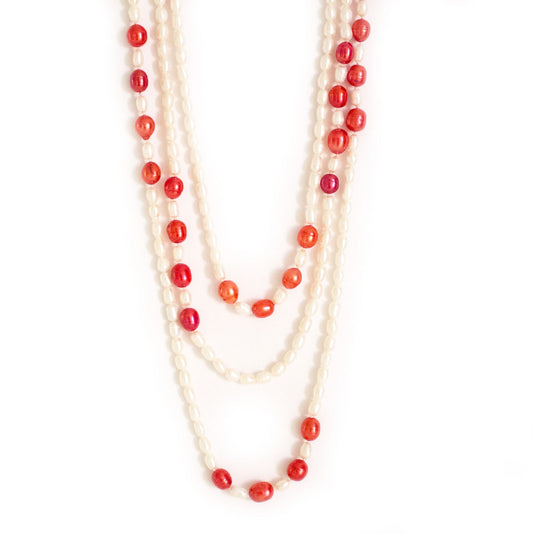 Elegant Red Pearl Necklace - Timeless Pearl