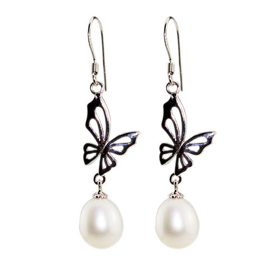Flying Butterfly Earrings - Timeless Pearl