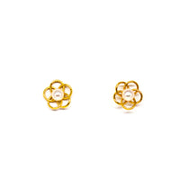 Akoya Flower Pearl Earrings with lustrous Akoya pearls