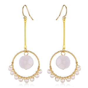 Circle of Jade Flower Pearl Earrings