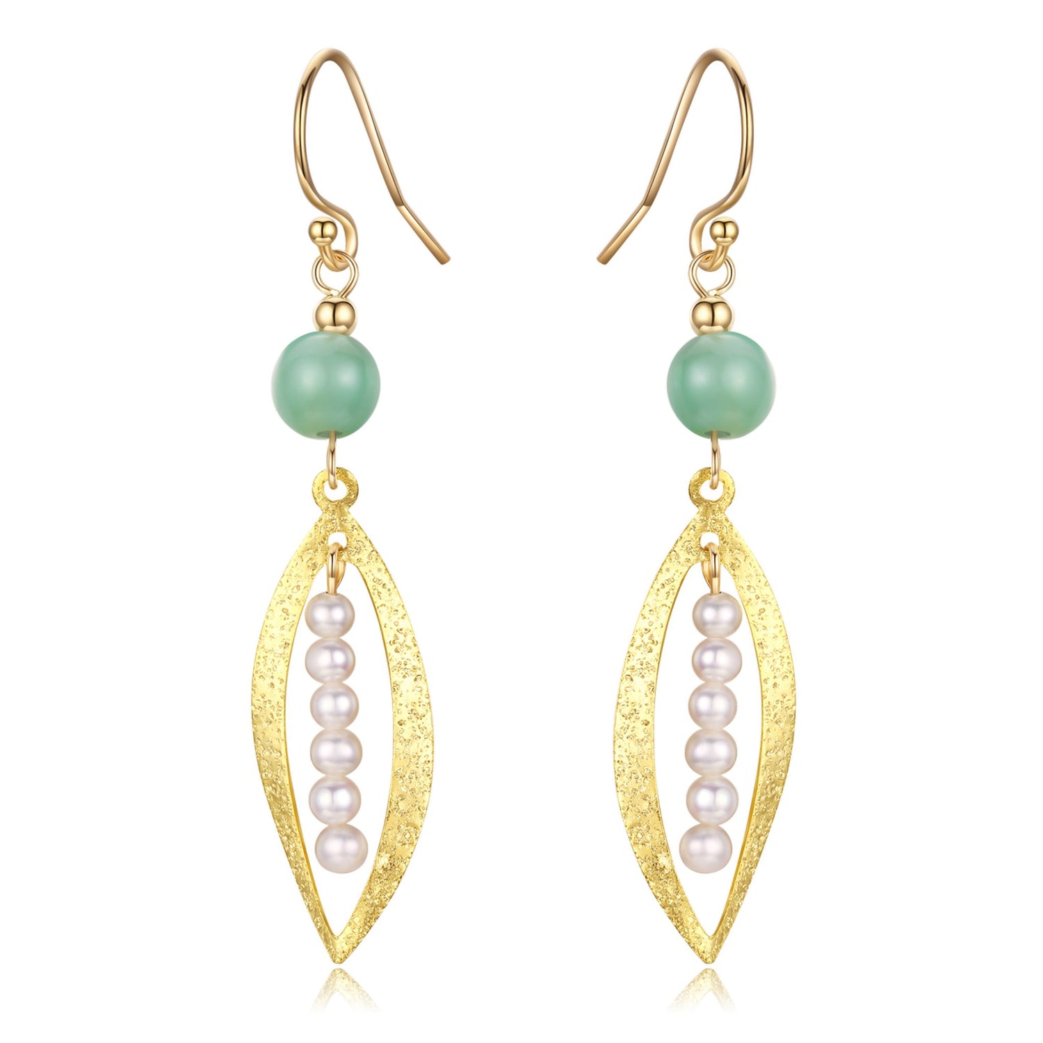 Green Jade Drop Pearl Earrings - Timeless Pearl