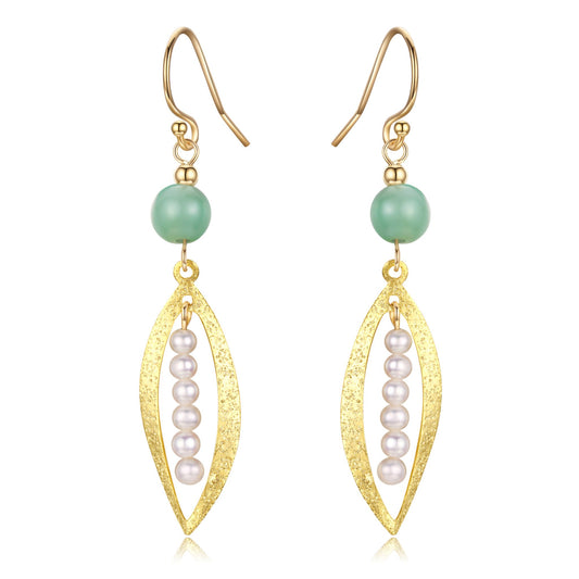 Green Jade Drop Pearl Earrings - Timeless Pearl