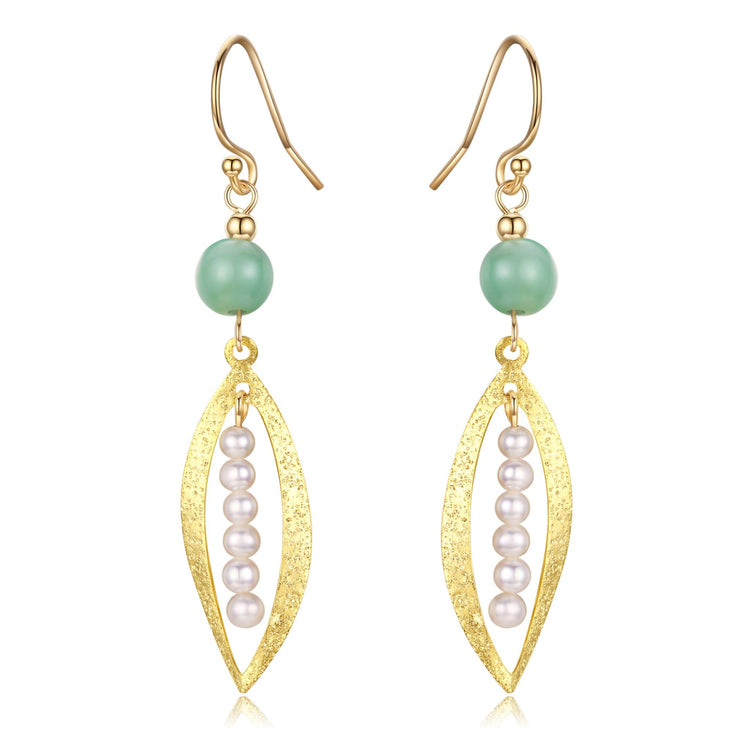 Green Jade Drop Pearl Earrings - Timeless Pearl