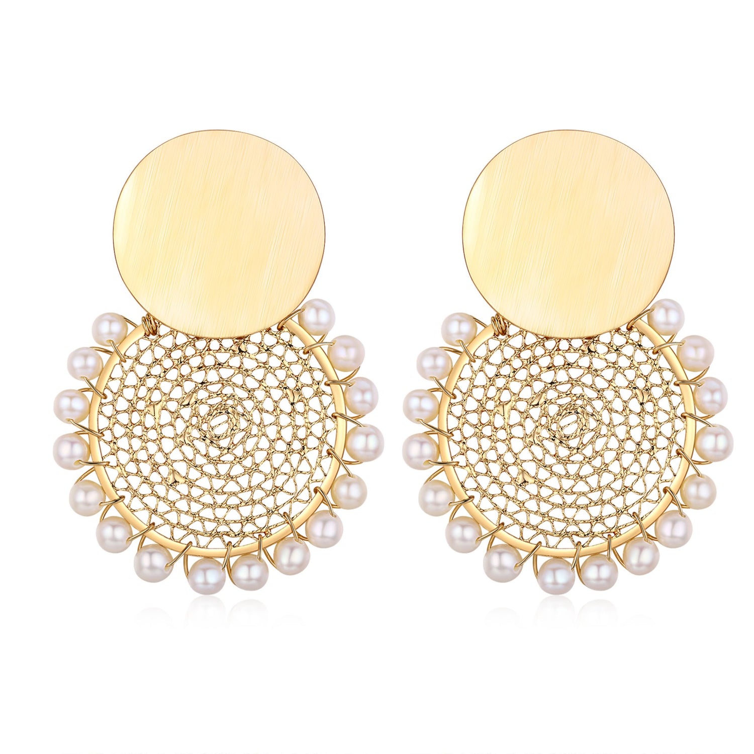 Retro Carved Gold Pearl Earrings - Timeless Pearl
