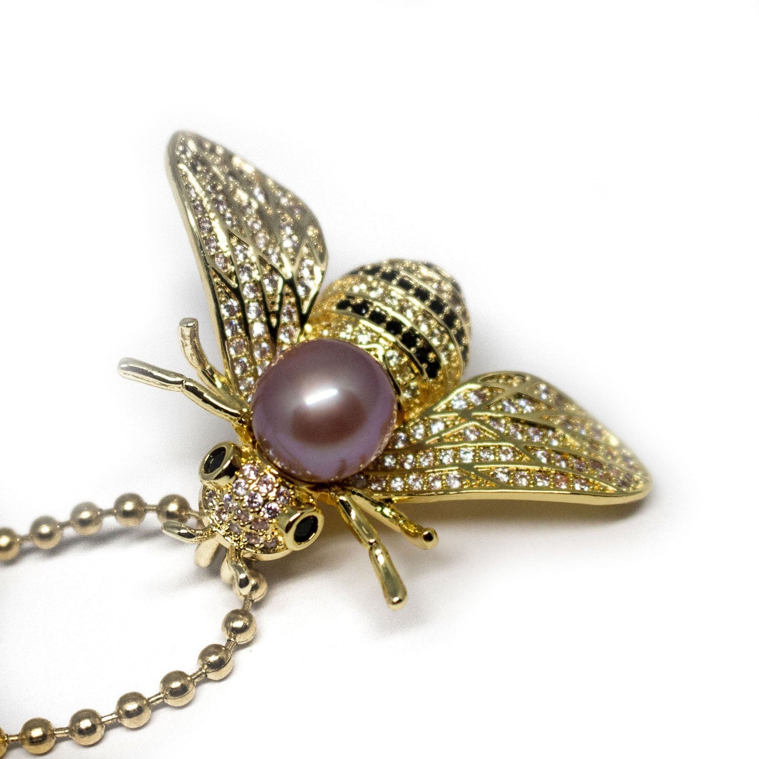 Honey Bee Pearl Long Necklace / Brooch - Timeless Pearl