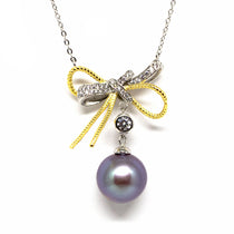 Duo Color Golden Knots Edison Pearl Necklace warm gold pearl necklace with modern refined elegance