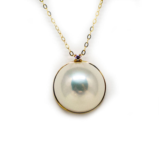 Elegant Diamond Mabe Pearl Necklace - Timeless Pearl