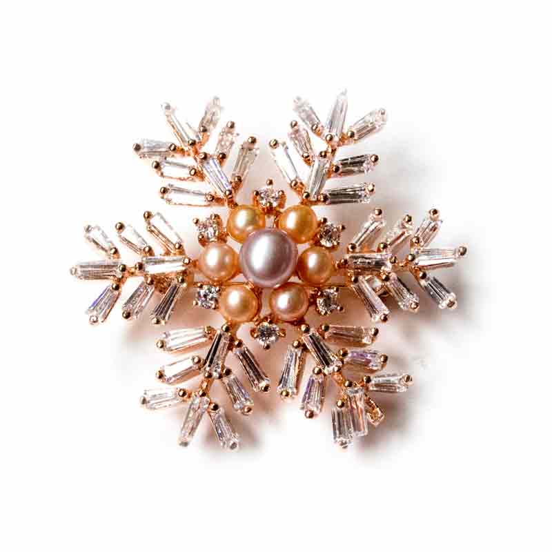 COLORFUL SNOWFLAKE PEARL BROOCH - Timeless Pearl