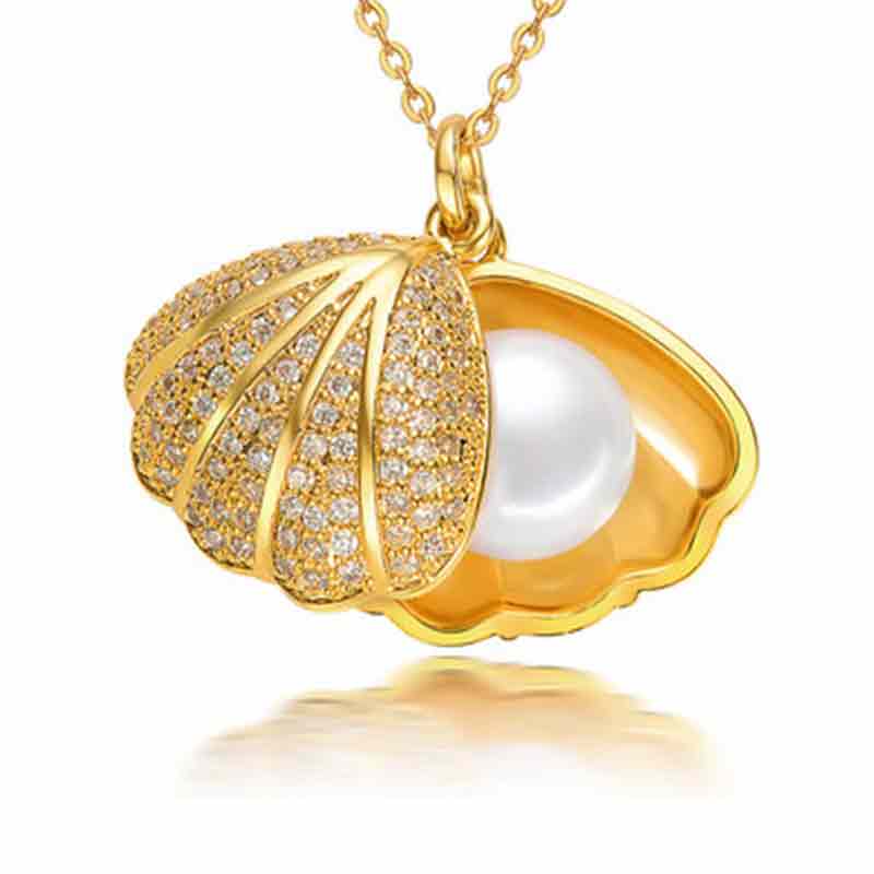 Golden Shell Pearl Necklace - Timeless Pearl