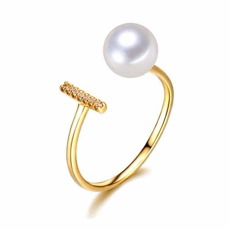 GOLD BAR PEARL RING - Timeless Pearl
